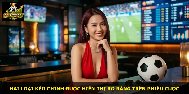 Hai loại kèo chính được hiển thị rõ ràng trên phiếu cược